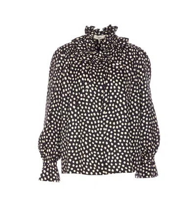 Chloé Ruffle Front Long Sleeve Top In Animal Print
