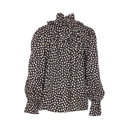Chloé Ruffle Front Long Sleeve Top In Animal Print