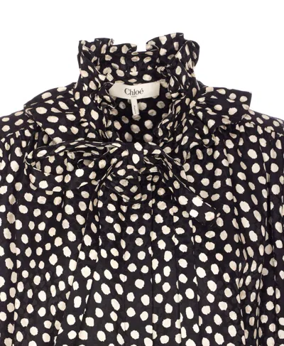 Chloé Ruffle Front Long Sleeve Top In Animal Print