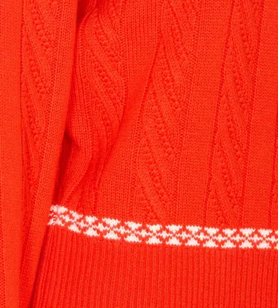 Guest In Residence Cable Collegiate Fair Isle Cable-knit Wool And Cashmere-blend Polo Sweater In Red