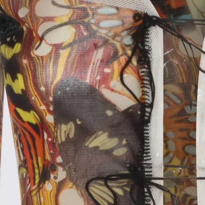 Jean Paul Gaultier Long Sleeve Sheer Butterfly Print Top In Multi