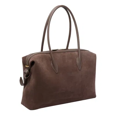 Yuzefi Brioche Large Rectangular Suede Shoulder Bag In Brown