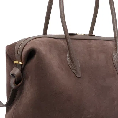 Yuzefi Brioche Large Rectangular Suede Shoulder Bag In Brown