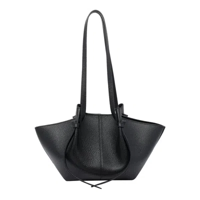 Yuzefi Mochi Pebble-grain Two-strap Shoulder Bag In Black