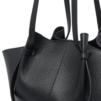 Yuzefi Mochi Pebble-grain Two-strap Shoulder Bag In Black