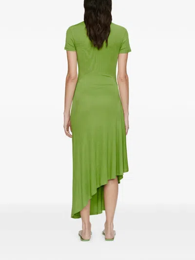 Christopher Esber Delphin Lace-panelled Midi Dress In Green