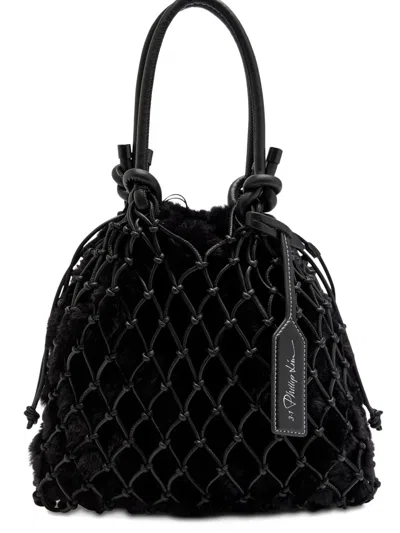 3.1 Phillip Lim Faux Fur Macrame Mini Sac Top-handle Bag In Black