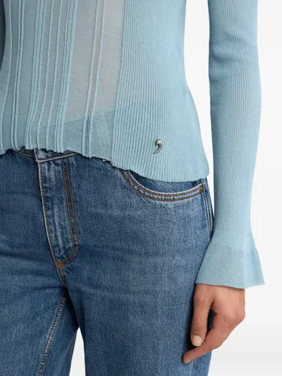 Etro Raised-collar Jacquard Sweater In Blue