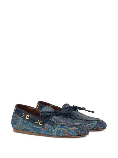 Etro Paisley Denim Loafers In Multi