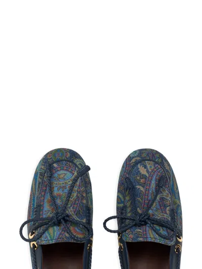 Etro Paisley Denim Loafers In Multi