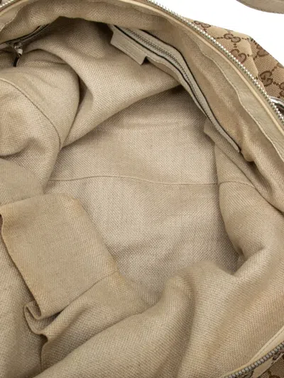 Pre-owned Gucci 2000-2015 Large Gg Canvas Icon Bit Satchel In Brown