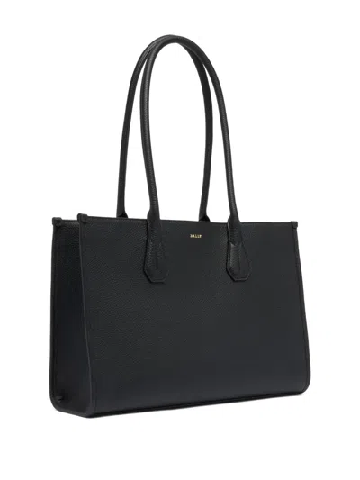 Bally Grained Leather Tote Bag In Black