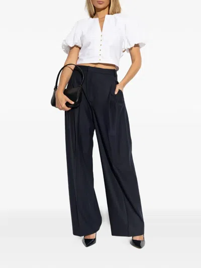 Frame Puff-sleeve Buttoned Top In White