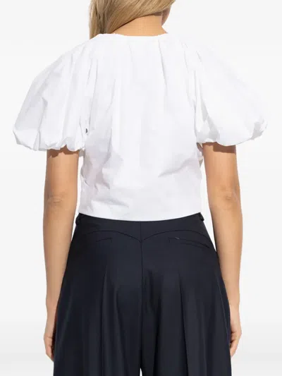 Frame Puff-sleeve Buttoned Top In White