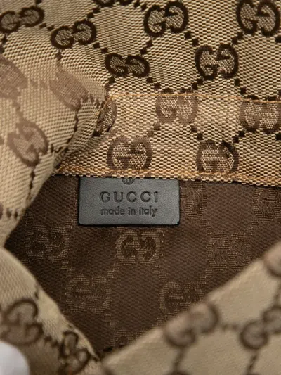 Pre-owned Gucci 2000-2015 Gg Canvas Drawstring Pouch In Brown