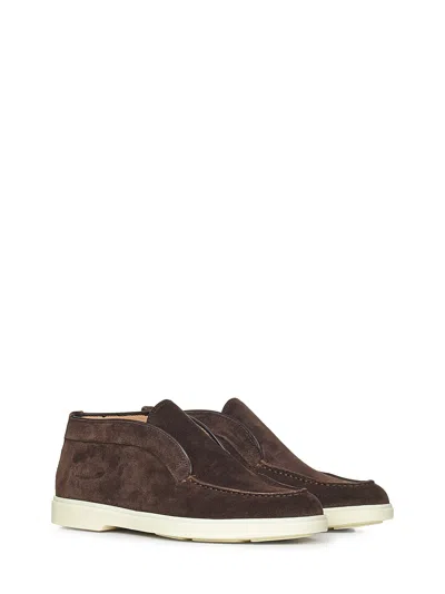 Santoni Brown Cedar Suede Ankle Boots In Brown