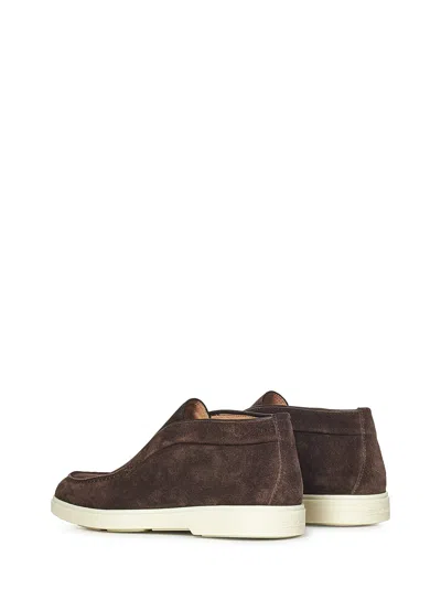 Santoni Brown Cedar Suede Ankle Boots In Brown