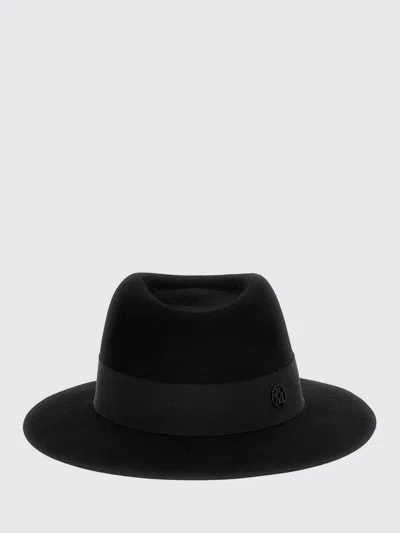 Maison Michel Virginie Wool Hat Wide Brim Ribbon In Black