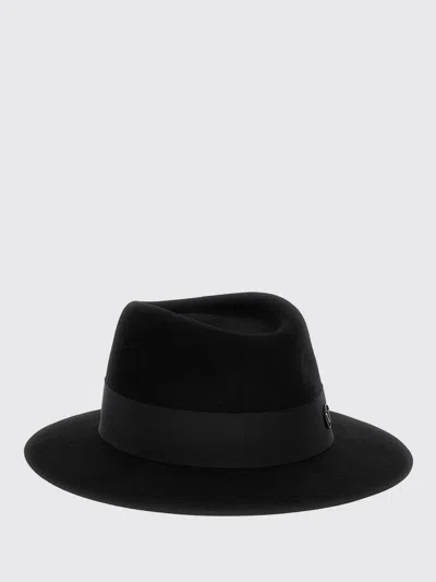 Maison Michel Virginie Wool Hat Wide Brim Ribbon In Black