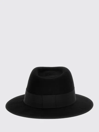 Maison Michel Virginie Wool Hat Wide Brim Ribbon In Black