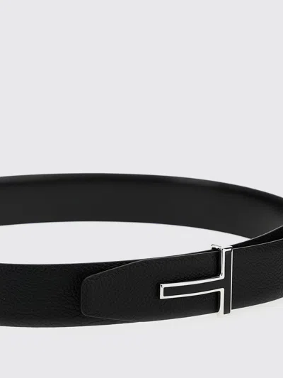 Tom Ford Shiny Smooth Calf Reversible T Belt 40 Mm In Black