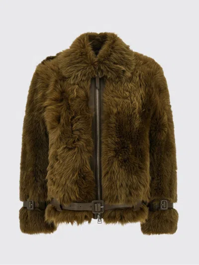 Tom Ford Fur Short Jacket Belted Waist In Green
