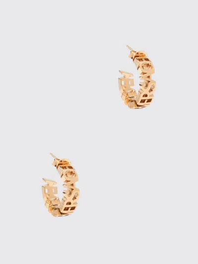 Versace Logo Hoop Earrings In Gold