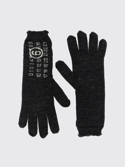 Mm6 Maison Margiela Numeric Signature Gloves Featuring Knitted Design In Black