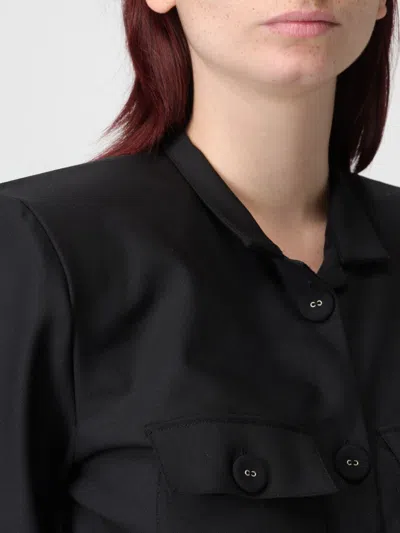 Les Filles D'eva Padded-shoulders Flap-pockets Dress In Black