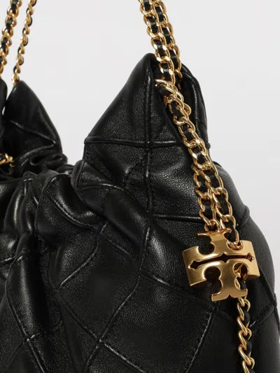 Tory Burch Fleming Distressed Mini Hobo Bag Shoulder Bags Black In Black