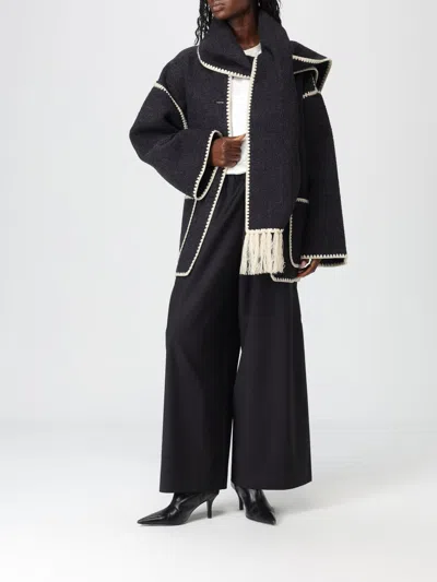 Totême Fringe Embroidered Scarf Wool Jacket In Black