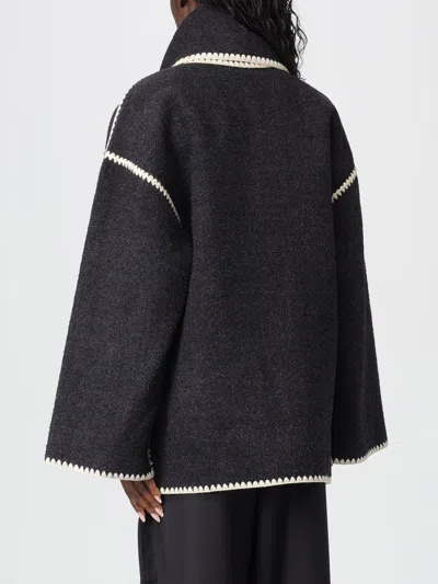 Totême Fringe Embroidered Scarf Wool Jacket In Black