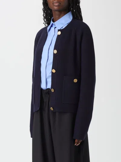 Totême Womens Navy Hammered Round-neck Stretch-wool Blend Cardigan Xs In Black