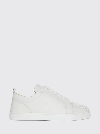 Christian Louboutin Louis Junior Spikes Cap-toe Full-grain Leather Sneakers In White