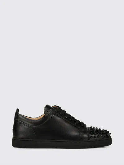 Christian Louboutin Louis Junior Spikes Cap-toe Leather Sneakers In Black