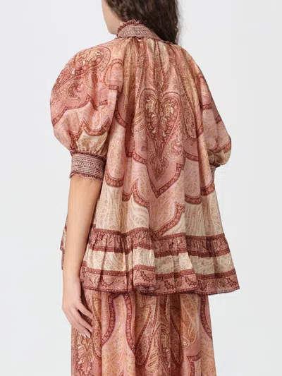 Zimmermann Tapestry-print Burgundy Silk Habotai Wanderlust Blouse In Multi