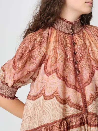 Zimmermann Tapestry-print Burgundy Silk Habotai Wanderlust Blouse In Multi