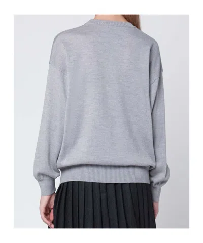 Moschino Grey Wool Sweater With Intarsia Logo In Gray