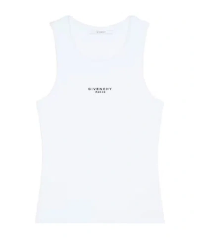 Givenchy Women Slim Tank Top With Logo Print In White