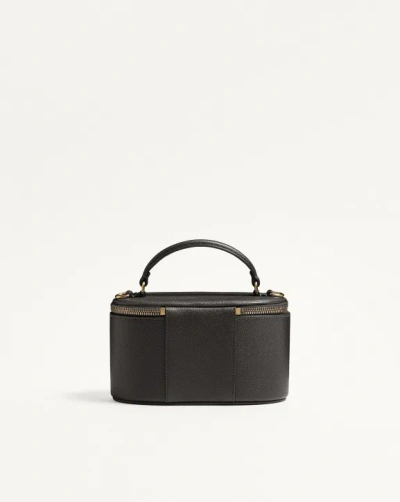Valentino Garavani Vlogo Signature Mini Vanity Bag In Grainy Calfskin Woman Black Uni In Black