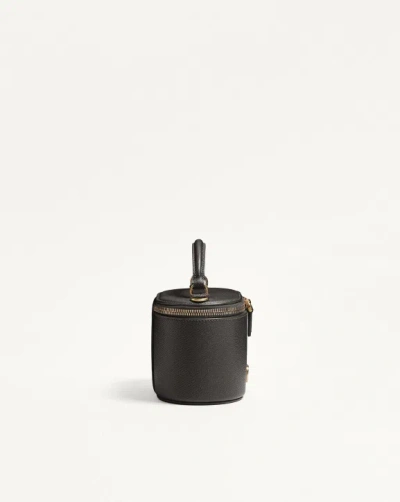 Valentino Garavani Vlogo Signature Mini Vanity Bag In Grainy Calfskin Woman Black Uni In Black