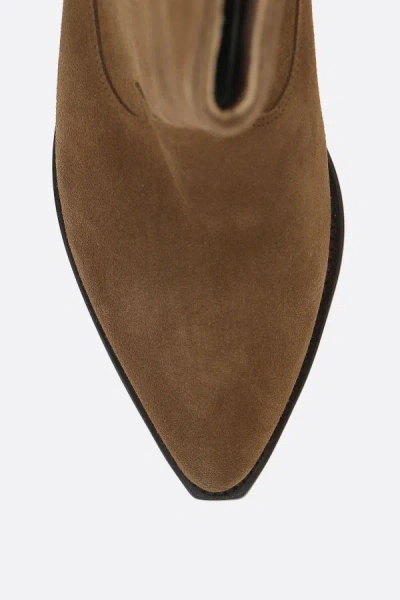 Isabel Marant Duerto Embroidered Suede Cowboy Boots In Green