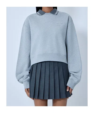 Miu Miu Long Sleeve Sweatshirt In Gray