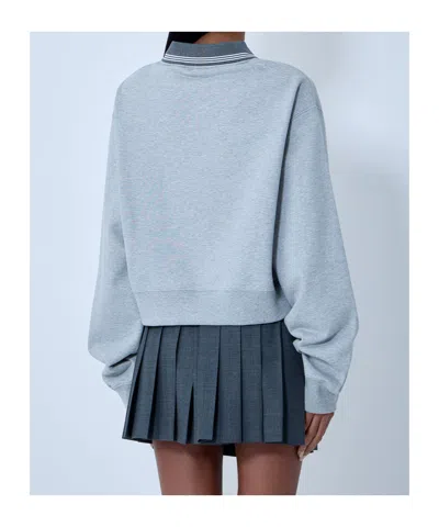 Miu Miu Long Sleeve Sweatshirt In Gray