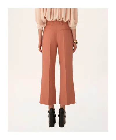 Chloé Flared Bootcut Pants In Wool Gabardine In Pink