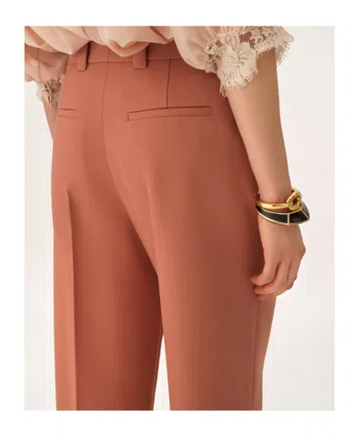 Chloé Flared Bootcut Pants In Wool Gabardine In Pink