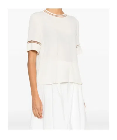 Fabiana Filippi Short Sleeved Embellished Detail T-shirt In Neutral