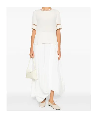 Fabiana Filippi Short Sleeved Embellished Detail T-shirt In Neutral