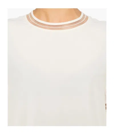 Fabiana Filippi Short Sleeved Embellished Detail T-shirt In Neutral