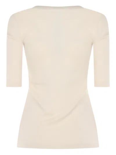 Fabiana Filippi Ribbed Top Fitted Silhouette Scoop Neck In Neutral